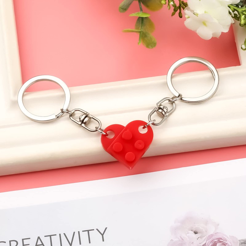AIEX Heart Keychain Set, 2pcs Matching Heart Decorations Red Heart