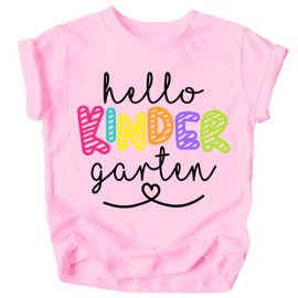 Olive Loves Apple Hello Kindergarten First Day of School Gift Back to School Pink Shirt 5/6