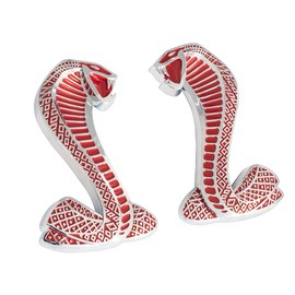 2-3/4" Chrome & Red Cobra Snake Fender Emblems for 1994-2004 Mustang Cobra