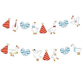 Tinoaly Goose Banner, Pre-Punched Premium Paper Goose Banner Garland Party Favors and Perfect Decorations for Birthday Farm Animal Themed Celebration Parties