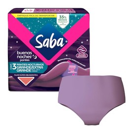 Saba Buenas Noches Panties Femeninas Nocturnas, Flujo Súper Abundante, Talla G/EG, 3 Piezas