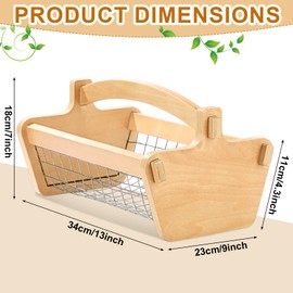 Teenyyou Large Garden Hod Harvest Basket with Handle Wooden Harvesting Basket for Gardening Garden Gathering Basket for Gardener Washing and Holding Fruits Vegetables(13'' L X 9'' W X 7'' H)