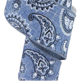 Bandana Canvas Wired Edge Ribbon, 2.5" x 10 Yards (Denim Blue)