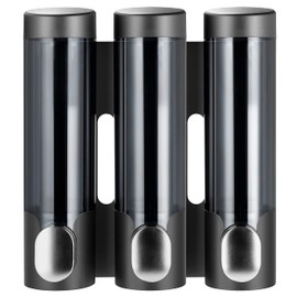 PREMM Shampoo Dispenser, Magnet, Wall Mounted, Large Capacity (Triple 11.8 fl oz (340 ml) x 3, Black)