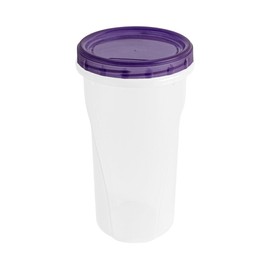 [48 Oz - Purple - 4 Pk] Large Deli Food Storage Screw And Seal Containers 48 Oz Stackable Reusable Mirowave Dishwasher Safe Quality Plastic Twist Cap Canisters 4 Pack