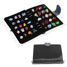 NZWBSHSSP 8 Pages Enamel Pin Display Book Pin Collection Display Book 23×17cm Large Pin Book Brooch Holder Pin Collector Storage Pin Organizer Pin Collection Book Up to Storing 350 Pins Badges(black)