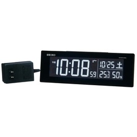 Seiko Clock BC406K Radio Controlled Digital Desk Clock, Color LCD, 01: Black, AC Powered, Size: 2.9 x 8.7 x 1.7 inches (7.3 x 22.2 x 4.4 cm), Gift Wrapping