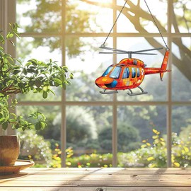 Rescue Helicopter Ornaments Acrylic Window Hanging - Gifts for Rescue Helicopter Lovers, Rescue Helicopter Gifts for Women Men - Rescue Helicopter Decor - Rescue Helicopter Christmas Decorations