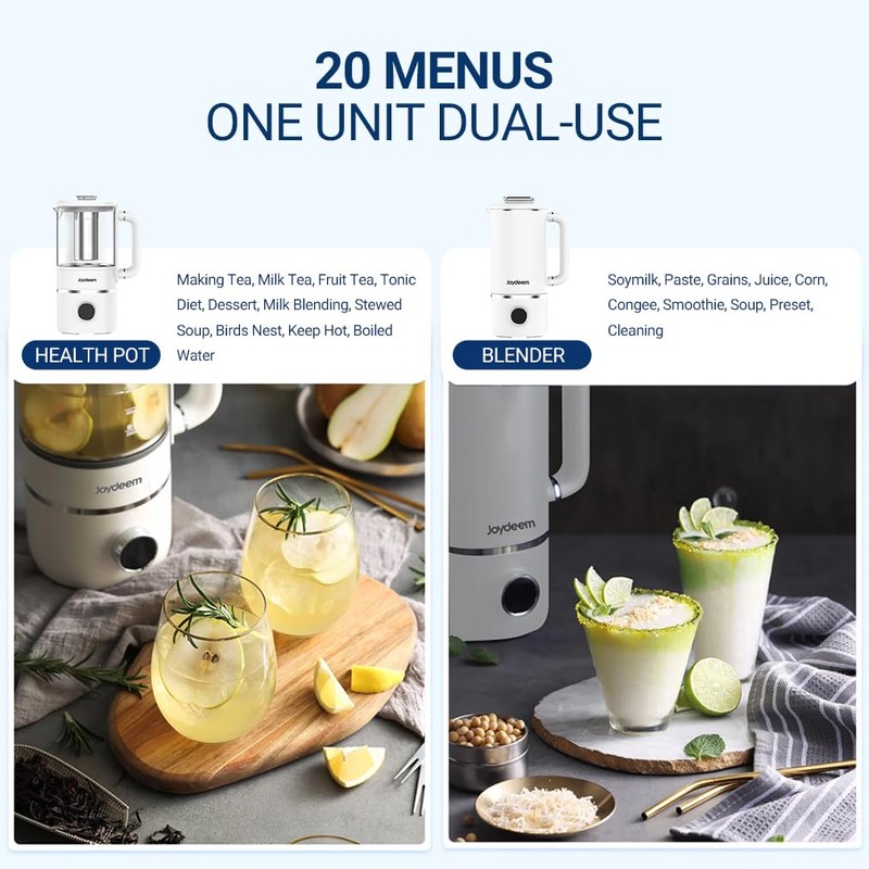 Joydeem JD-PB8200 Compact Blender with 10 Menus, Quiet Cooking Blender
