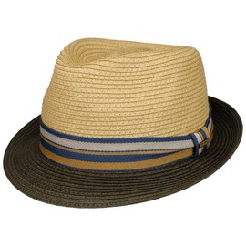 Stetson Licano Trilby Toyo Straw Hat UV Protection 40 Men's Summer, olive, M