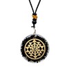 Amazing Gemstone Shungite Round Orgonite Pendant Necklace for Protection -