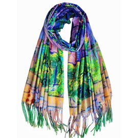 VENVSBEE Van Gogh Scarves Art Scarf for Women Best Gift Reversible Soft Cashmere Feel Shawl Wrap Doubleside Pashmina in Gift Box-18 Houses