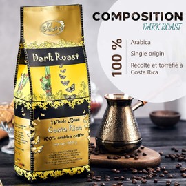 Costa Rican Coffee Dark Roast Whole Bean (31.75oz) - 100% Fresh Arabica Beans, Shade Grown & Localy Sourced - Costa Rican Souvenirs, Perfect Coffee Lover Gift