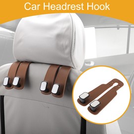 Partuto 2 Pcs Universal Car Seat Headrest Hook for Most Cars, SUVs, and Trucks Car Seat Back Organizer Hooks Sturdy Brown Blue 6.30"x3.15"