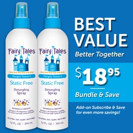 Fairy Tales Fairy Tales Tangle Tamer Static Free Detangling Spray - Detangler Spray for Kids - Paraben Free, Sulfate Free, Gluten Free, Nut Free - 12 oz (2 pack)