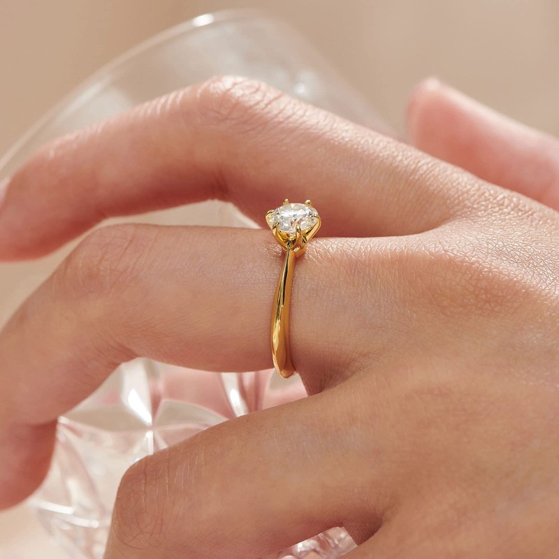 Blongme 1 Carat Moissanite Rings for Women Engagement Solitaire Wedding