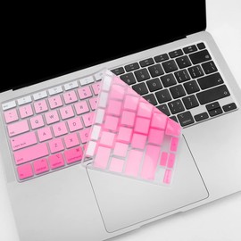 Silicone Keyboard Cover for MacBook Air 13 Inch 2022 2021 2020 Release A2179 A2337 M1 Chip with Touch Id Waterproof Magic Keyboard Cover Protector Skin,MacBook Air Accessories,Us Version,Ombre Pink