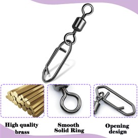 Natufish 50Pcs High Strength Fishing Snap Swivels | Ball Bearing Speed Clips with Stainless Steel | Saltwater/Freshwater Quick-Change Swivels for Lures, Tackle Clips