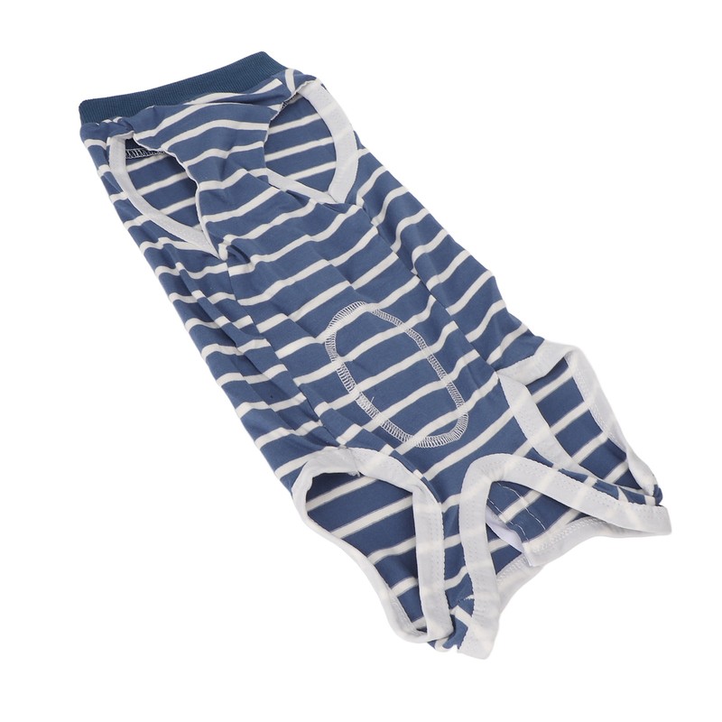 Dog Recovery Suit Stretchy Breathable Adjustable Collar Stripe Pet Post