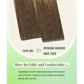 SURNEL Tape in Hair Extension #4/27/4 Chocolate Brown to Caramel Blonde Tape in Extensions Human Hair 20 inch 20pcs 50g(#4/27/4-20)