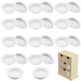 SHENSAIGO Pack of 24 Ventilation Grille, White, 35 mm Ventilation Grille, Stainless Steel, Ventilation Hole, Round, Ventilation Hole Ventilation Grille for Kitchen, Bathroom, Cabinet, Bookcase,