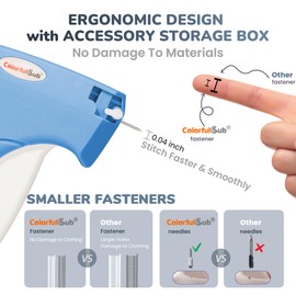 ColorfulSub Stitch Gun for Clothes, Handheld Stitch Gun Quick Clothing Fixer, Tagging Gun with 6 Needles, 1000 White Fasteners & 1000 Black Fasteners (Blue)