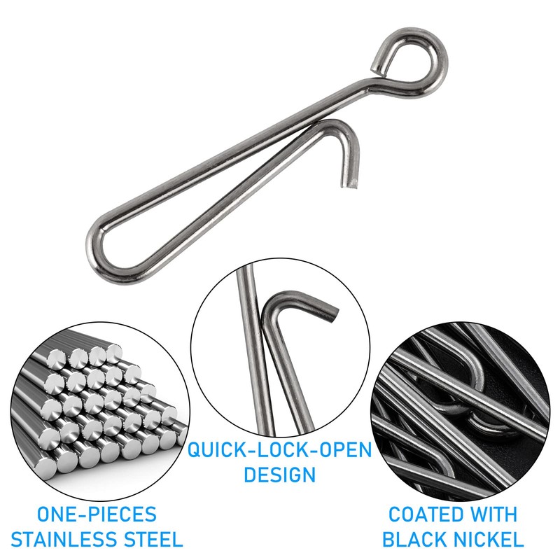 Dr.Fish 50 Pack Fast Fishing Snap Clips Stainless Steel Hanging