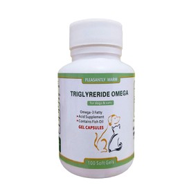 Pleasantly Warm Triglyceride Omega for Dogs & Cats - Wild-Caught Fish Oil with EPA/DHA & Vitamins A,D3 | Tasteless Softgels for Skin, Coat & Whole-Body Vitality，100 Soft Gel