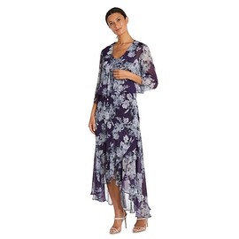 R&M Richards Women's High-Low Chiffon Jacket Dress, Purple