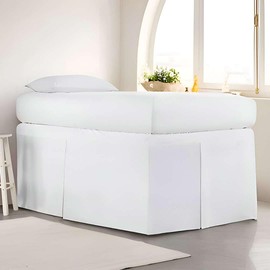 Extra Long Dorm Bed Skirt, Twin XL 42 Inch Drop, Pleated Style with Split Corners, 3 Panels, 100% Microfiber, College Room Essentials (White)