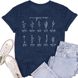 SUWATOIN Christian Shirts for Women You are Bible Verse T-Shirt Faith Pray Tshirt A-Blue