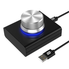 DROK USB Volume Control Knob - Computer Speaker External Volume Control with 1-Key Mute Function, Programmable, Compatible for PC/Mac/Android