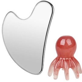 NAWEIDA Gua Sha Facial Massage Tool, Stainless Steel, Scalp and Acupressure Massager for Face, Jawline, Head