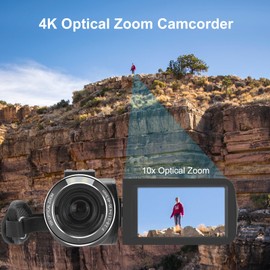 4K Optical Video Camera Autofocus Digital Camera for YouTube 3.0“ IPS Touch Screen Video Camcorder Camera Recorder 4k Vlogging Camera for Photography with Remote Control SD Card 2 Batteries (Black)