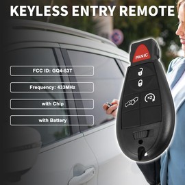 TUCKBOLD Keyless Entry Remote for Jeep Cherokee 2014-2019 433Mhz GQ4-53T 5 Button Reusable | Control Replacement Car Key Fob 1 Pcs