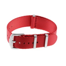 StrapsCo Premium Nylon Seat Belt Wrap Around Watch Band Strap - Red (Silver Buckle) - 20mm