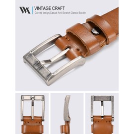 WOLFANT Handmade Full Grain Leather Casual Belts for Men,100% Italian Real Solid Durable Leather Work Belt