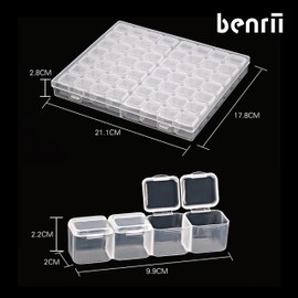 Benrii 56 Divided Accessory Case, Bead Case, Transparent, Independent Storage Container, Small Storage, Jewelry Box, Diamond Art, Nail