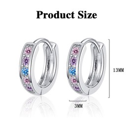 FDEETY Hoop Earrings Colourful Cubic Zirconia Jewellery Earrings for Women Teenager Girls Set Earring Gifts, Metallic