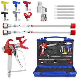 16PCS Airless Paint Sprayer Gun Set with 3600 PSI Airless Paint Sprayer Gun,1 Nozzle Guard,5 Reversible Spray Tips,2 Extension Wand,1 Swivel Joint,5 Filters and 1 Storage Box