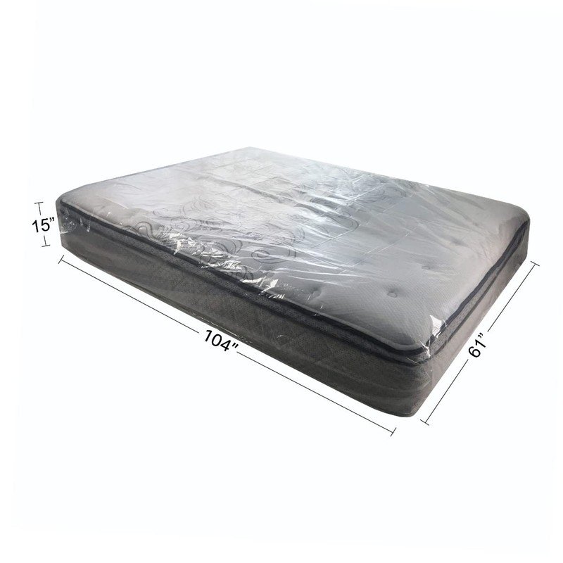 uBoxes Queen Mattress Clear Plastic Poly Covers, 61 x 15
