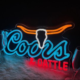 Crs and Cattle Neon Lights for Wall Decor for Bedroom, LIGHT Neon Signs Led Signs Suitable for Man Cave Bar Bedroom Shop Hotel