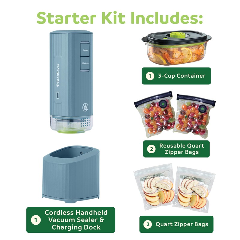 FoodSaver Mini Handheld Vacuum Sealer Machine with Marinate Setting &