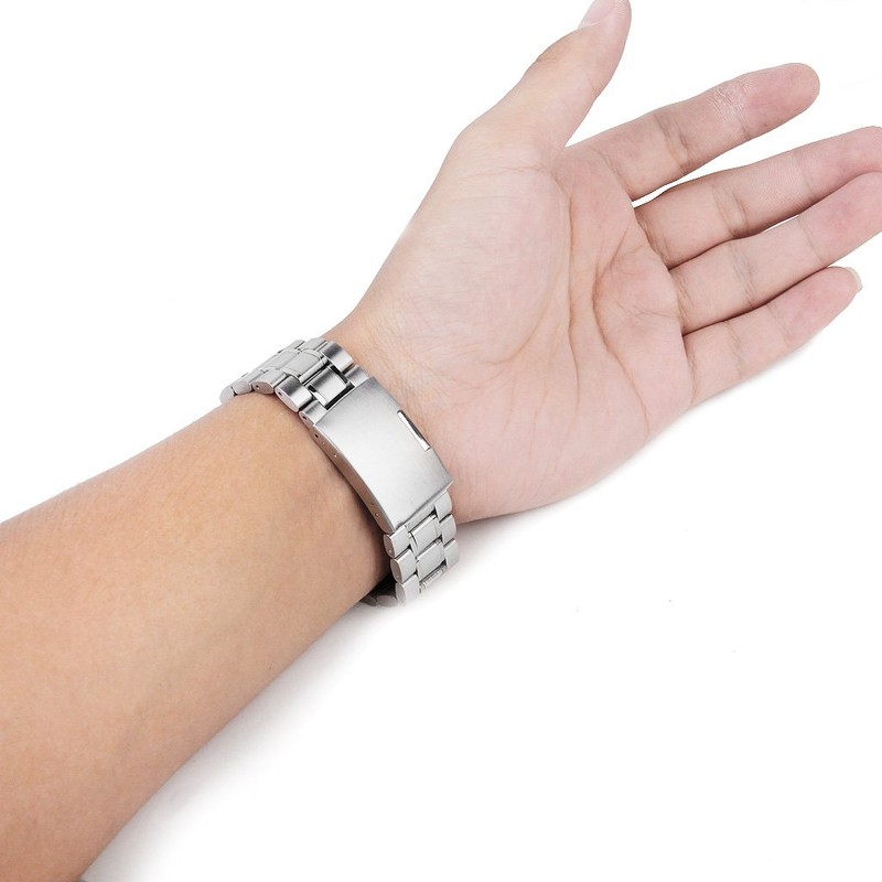 時計バンド　交換ベルト　ステンレス製　腕時計ストラップ　20mm (シルバー)