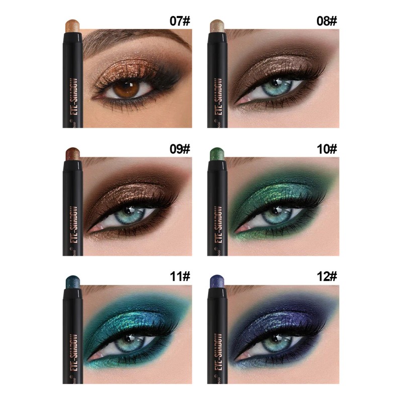 DragonRanee Dual-Ended Eyeshadow Pencil 12 Colors Set Waterproof Matte Finish
