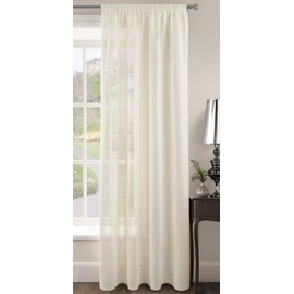 Plain Voile Woven Slot Top Premium Sheer Voile Panel - Internal Door Curtains, Patio Door Curtains, Privacy Window Voiles (Cream, 59" Length x 54" Drop)