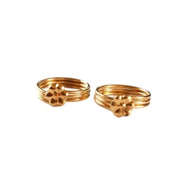 Deccani Handicrafts Daily use Metal Alloy(Panchaloha) Toe Ring for Women- 3 Rounds with Flower on Top (Gold)