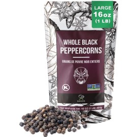 Unknown Soeos Whole Black Peppercorns 16oz Non-GMO Kosher Grinder Refill Fresh