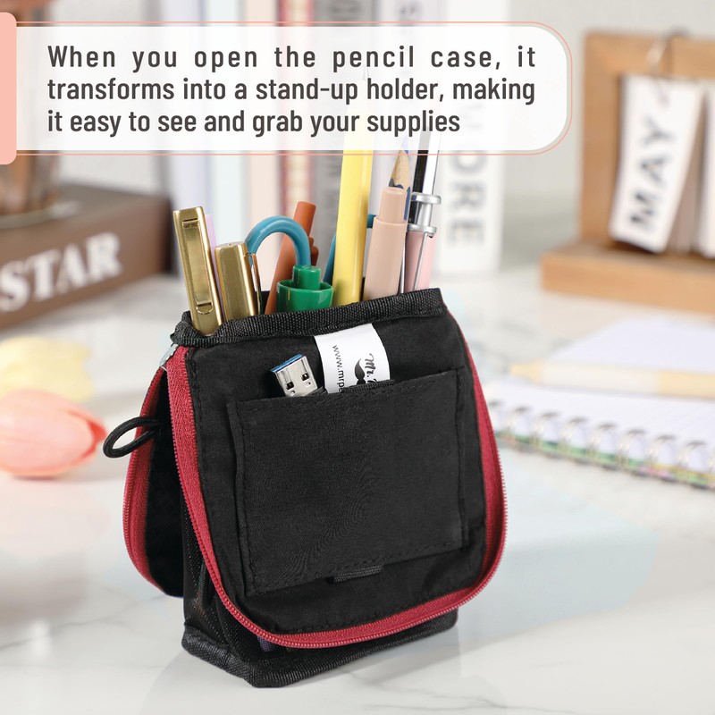 Mr. Pen- Standing Pencil Case Pouch, Sit & Lay Mesh-View
