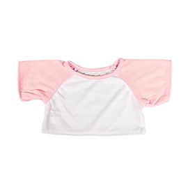 White Tee w/ Light Pink Sleeves Outfit Teddy Bear Clothes Fit 14" - 18" Build-a-Bear and Make Your Own Stuffed Animals